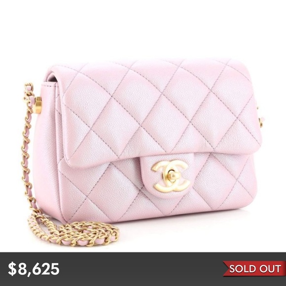 RESERVED Chanel my perfect Mini Square 21k Iridescent Light Blueadjustable chain - Picture 13 of 13